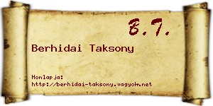 Berhidai Taksony névjegykártya